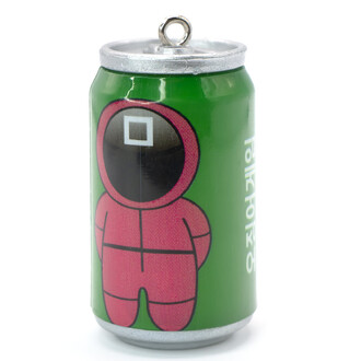 Подвеска, брелок в виде банки Squid game зеленый, размер 45х23мм, 1шт.