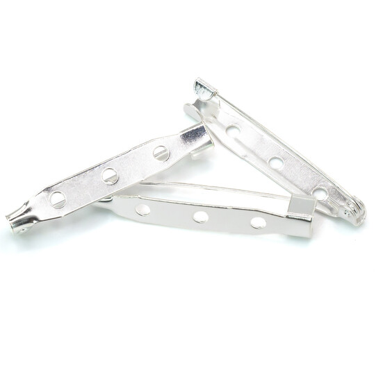 Основа для броши булавка 3 отверстия 35х4 мм Серебро 30 шт.