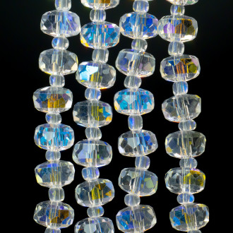 Намистини Кришталь рондель з бісером 5х8 мм та 2х4 мм Прозорий Ав 75 см (+-по 96 шт.)