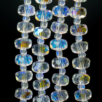 Бусины Хрусталь рондель с бисером 5х8 мм и 2х4 мм Прозрачный 75 см (+-по 96 шт.)