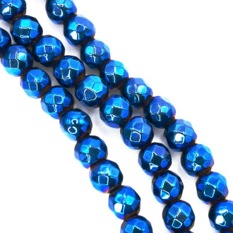 Граненые бусины гематит Шар 4 мм Синий 40 см