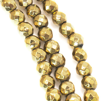 Граненые бусины гематит Шар 4 мм Золото 40 см
