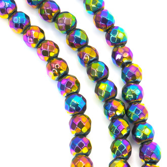 Граненые бусины гематит Шар 4 мм Радужный 40 см