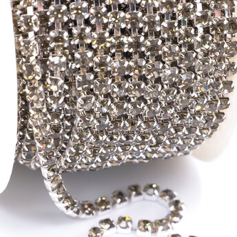 Стразовая цепь ss10 (2,8 мм) 1 м Black Diamond silver