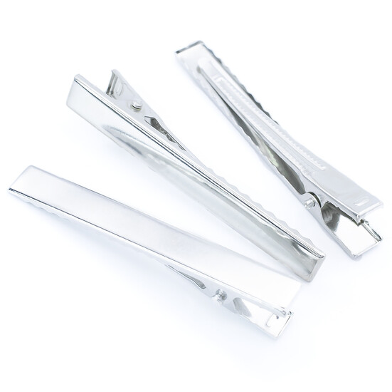 Основа для заколки Крокодил прямоугольник 46х8 мм Серебро 10 шт.