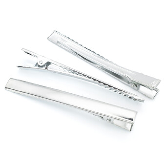 Основа для заколки Крокодил прямоугольник 55х8 мм Серебро 10 шт.