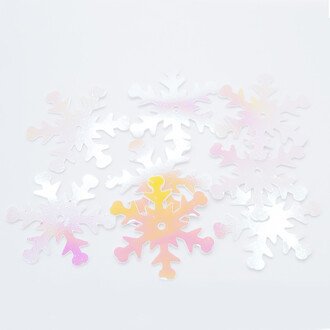 Пайетки снежинки 25 мм 250 г Айвори хамелеон