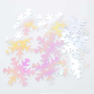 Пайетки снежинки 20 мм 25 г Белый хамелеон