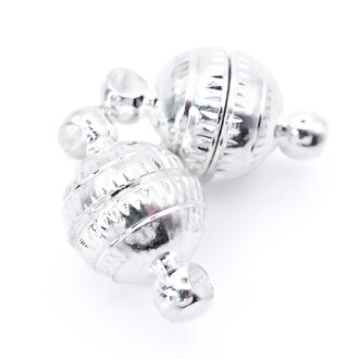 Замок магнитный Шар рифленый 8 мм Серебро 1 шт.