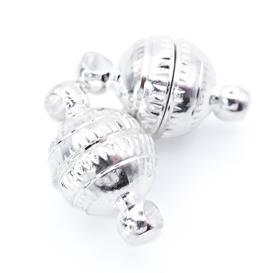 Замок магнитный Шар рифленый 8 мм Серебро 1 шт.