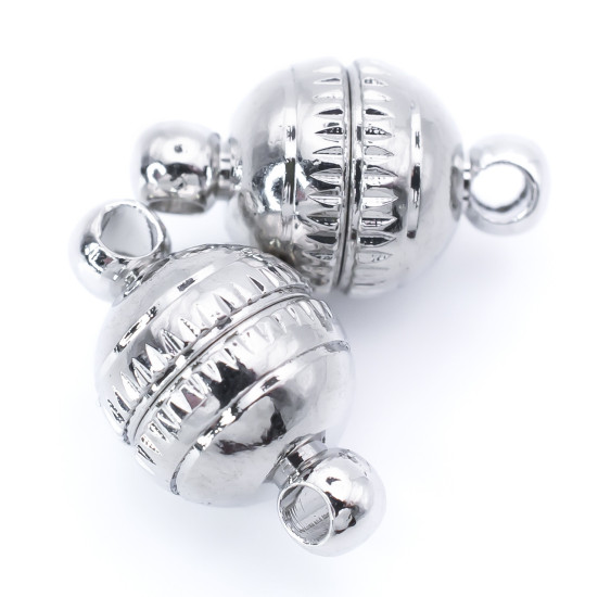 Замок магнитный Шар рифленый 8 мм Платина 1 шт.