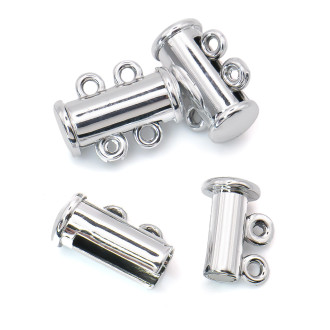 Замок магнитный на 2 нити слайдер 15 мм Платина 1 шт.