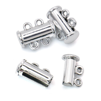 Замок магнитный на 2 нити слайдер 15 мм Платина 1 шт.