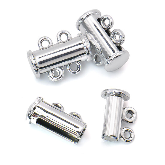 Замок магнитный на 2 нити слайдер 15 мм Платина 1 шт.