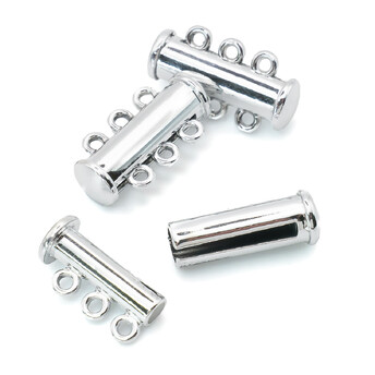 Замок магнитный на 3 нити слайдер 20 мм Платина 1 шт.