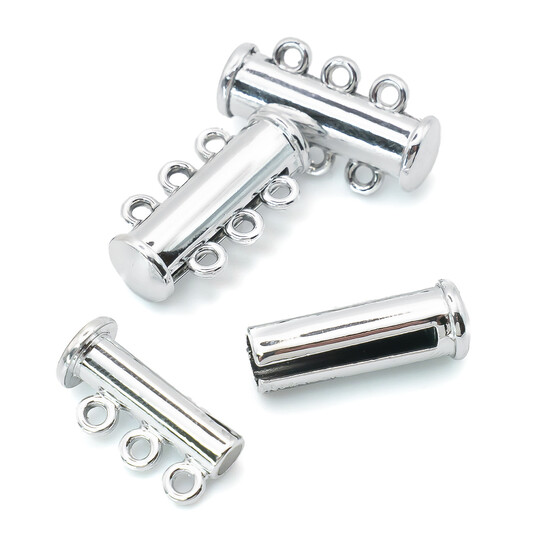 Замок магнитный на 3 нити слайдер 20 мм Платина 1 шт.