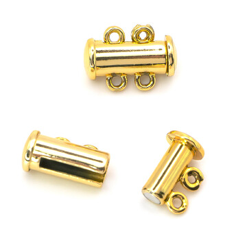 Замок магнитный на 2 нити слайдер 15 мм Золото 1 шт.