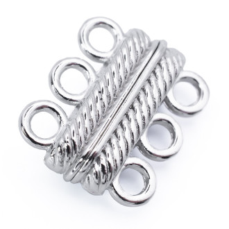 Замок магнитный рифленый на 3 нити 20 мм Платина 1 шт.