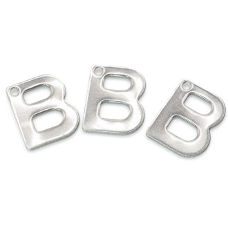 Буква B подвеска из нержавеющей стали 9х11 мм Платина 5 шт.