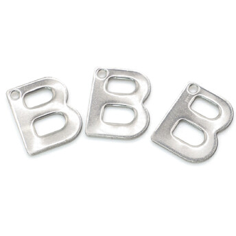 Буква B подвеска из нержавеющей стали 9х11 мм Платина 5 шт.