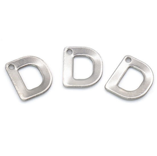 Буква D подвеска из нержавеющей стали 9х11 мм Платина 5 шт.