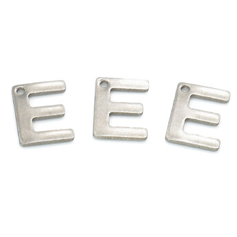 Буква E подвеска из нержавеющей стали 9х11 мм Платина 5 шт.