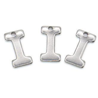 Буква I подвеска из нержавеющей стали 6х11 мм Платина 5 шт.