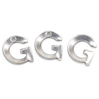 Буква G подвеска из нержавеющей стали 10х11 мм Платина 5 шт.