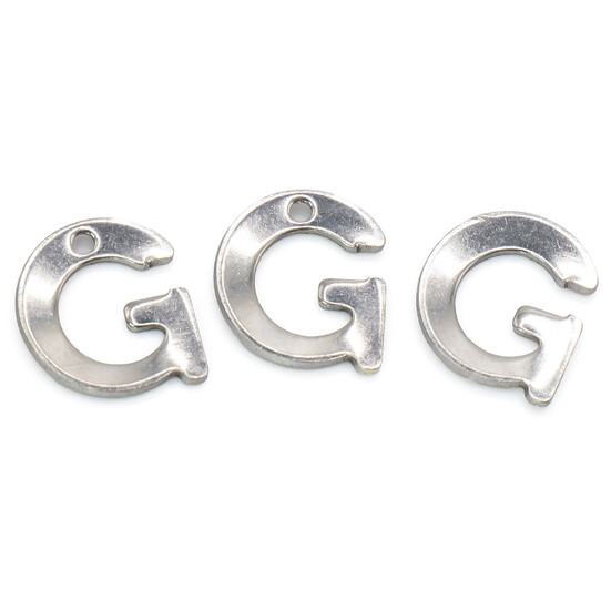 Буква G подвеска из нержавеющей стали 10х11 мм Платина 5 шт.