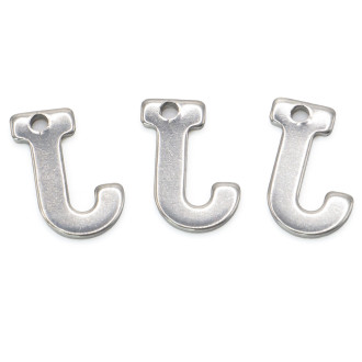 Буква J подвеска из нержавеющей стали 9х11 мм Платина 5 шт.