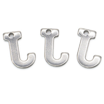 Буква J подвеска из нержавеющей стали 9х11 мм Платина 5 шт.