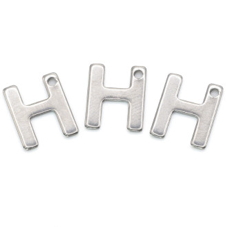Буква H подвеска из нержавеющей стали 9х11 мм Платина 5 шт.