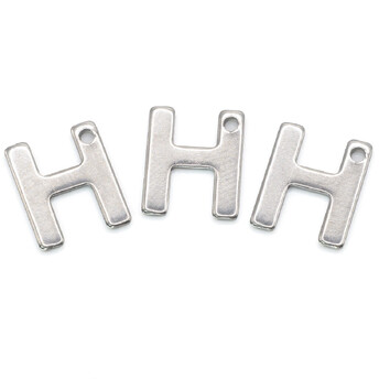 Буква H подвеска из нержавеющей стали 9х11 мм Платина 5 шт.