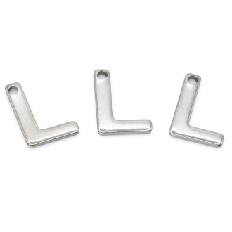 Буква L подвеска из нержавеющей стали 8х11 мм Платина 5 шт.