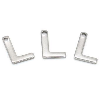 Буква L подвеска из нержавеющей стали 8х11 мм Платина 5 шт.