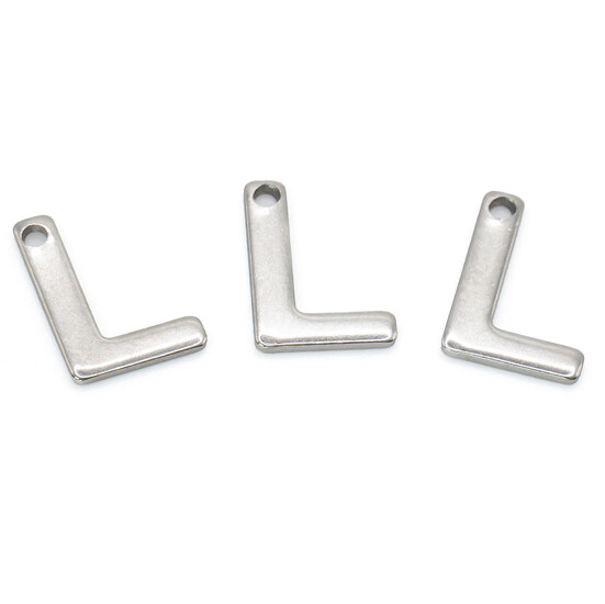 Буква L подвеска из нержавеющей стали 8х11 мм Платина 5 шт.