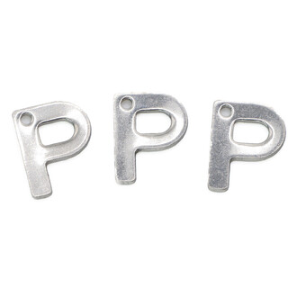 Буква P подвеска из нержавеющей стали 9х11 мм Платина 5 шт.