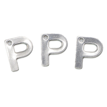 Буква P подвеска из нержавеющей стали 9х11 мм Платина 5 шт.