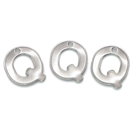 Буква Q подвеска из нержавеющей стали 10х11 мм Платина 5 шт.