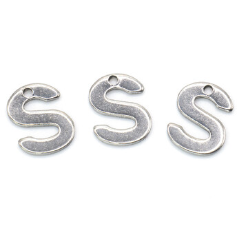 Буква S подвеска из нержавеющей стали 9х11 мм Платина 5 шт.