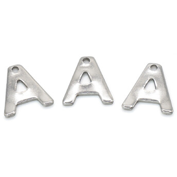 Буква A подвеска из нержавеющей стали 10х11 мм Платина 5 шт.