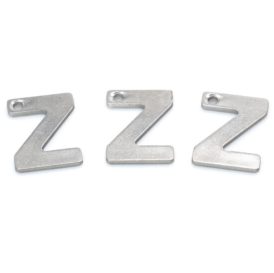 Буква Z подвеска из нержавеющей стали 9х11 мм Платина 5 шт.