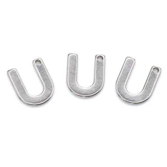 Буква U подвеска из нержавеющей стали 9х11 мм Платина 5 шт.