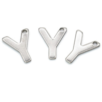 Буква Y подвеска из нержавеющей стали 9х11 мм Платина 5 шт.