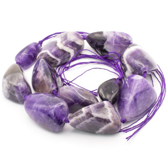 Низка бус галтовка Аметист Шеврон 40х30 мм 43 см.