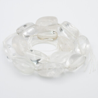 Низка бус, галтовка горный хрусталь 30х20 мм 45 см.