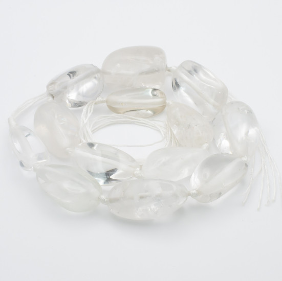 Низка бус, галтовка горный хрусталь 30х20 мм 45 см.