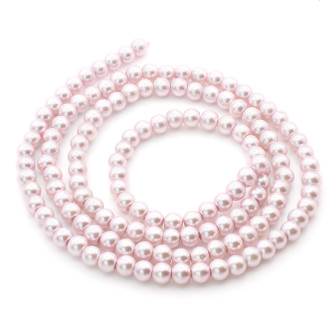 Бусины стекло под жемчуг Шар 6 мм ±140 шт. 80 см Розовый нежный