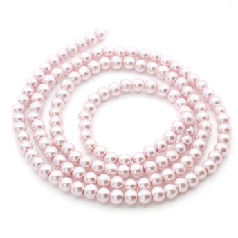 Бусины стекло под жемчуг Шар 6 мм ±140 шт. 80 см Розовый нежный