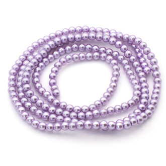 Бусины стекло под жемчуг Шар 4 мм ±210 шт. 80 см Сиреневый